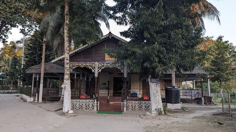 A view inside the Auniati Satra, Majuli, Assam